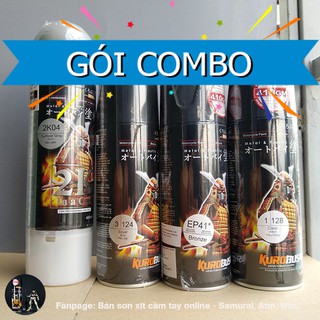 Combo Sơn lóc máy vàng đồng đậm Samurai Gồm Lót 2K04 - Nền 124 - Màu EP41 - Bóng K1K