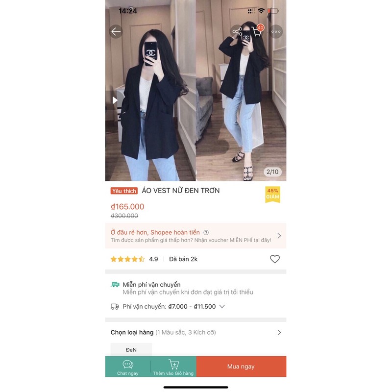 Áo vét tay dài dáng xuông phom Hàn trẻ trung | BigBuy360 - bigbuy360.vn