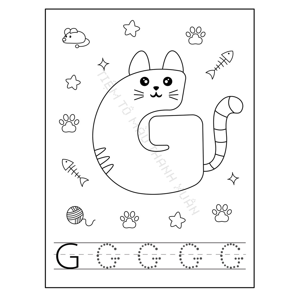 Set 26 Tờ Bảng Chữ Cái Tiếng Anh Và 10 Tờ Chữ Số Hình Mèo Cute Cho Bé - Tiệm Tô Màu Thanh Xuân