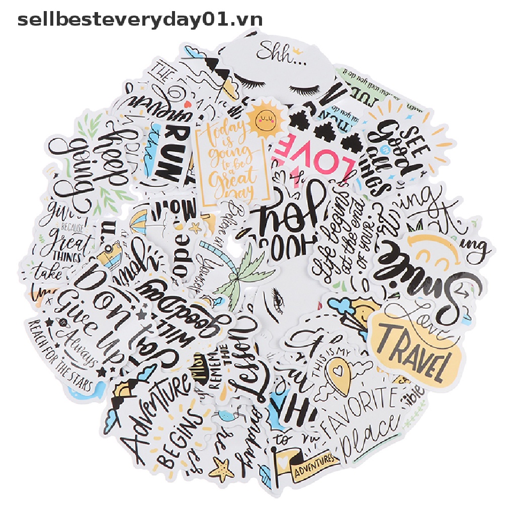 Set 50 Sticker Dán Trang Trí Laptop / Ván Trượt / Ván Trượt Chống Thấm Nước Diy