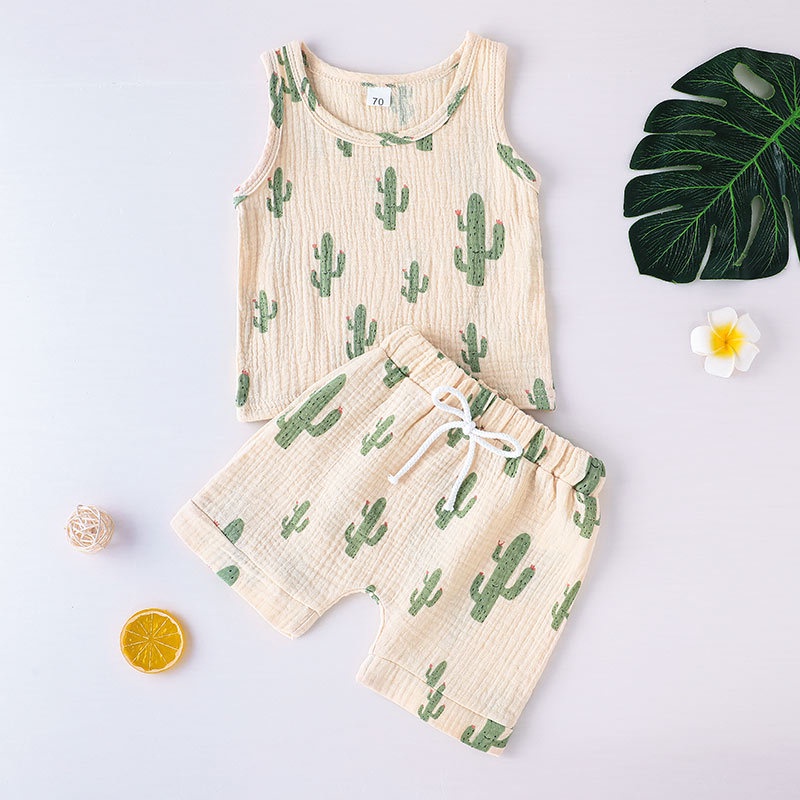 Combo bộ đồ bé gái 6 Tháng - 4 tuổi không tay áo croptop quần đùi set thời trang cho bé trẻ em sơ sinh