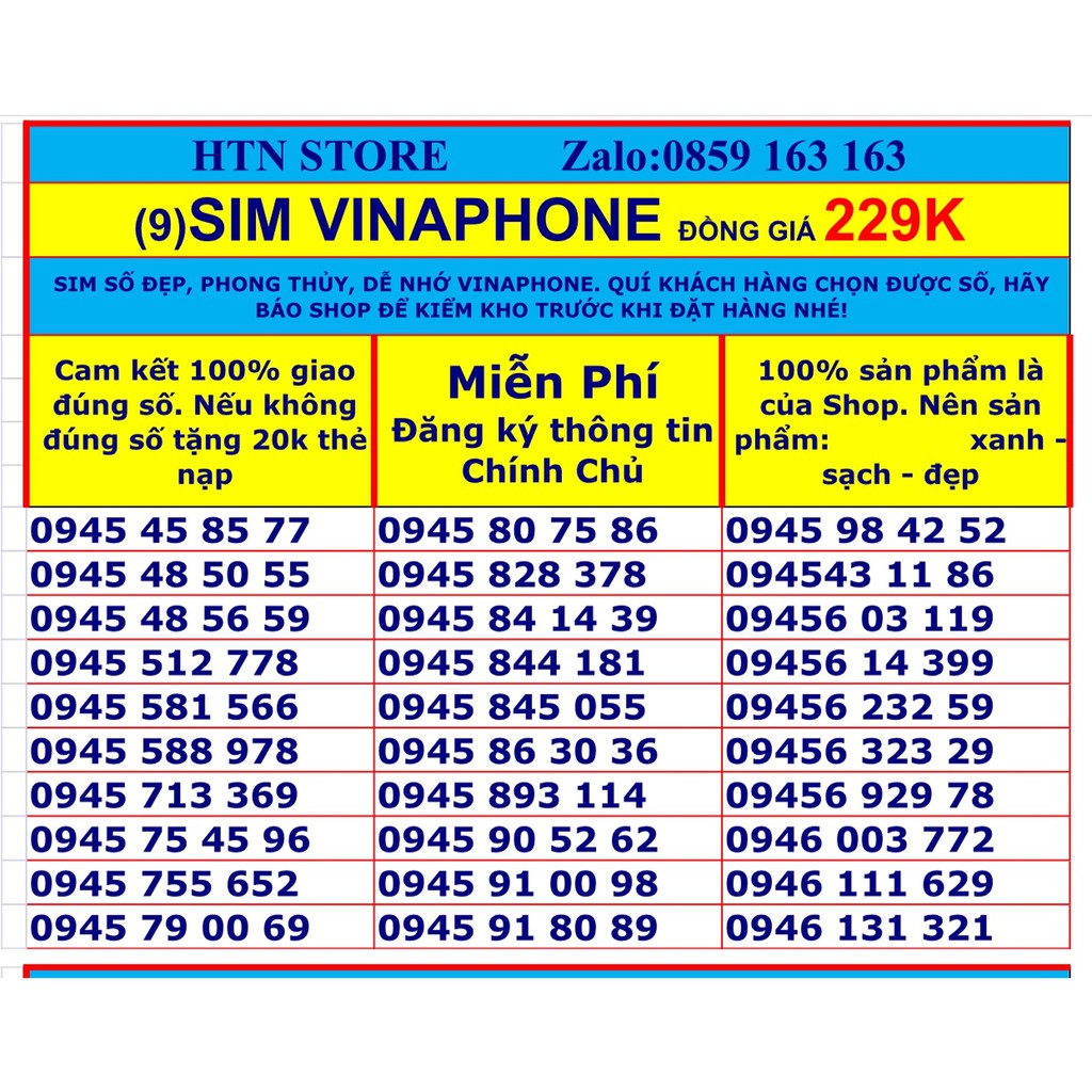 Sim vinaphone số đẹp vina trả trước giá rẻ đồng giá 229k (9)