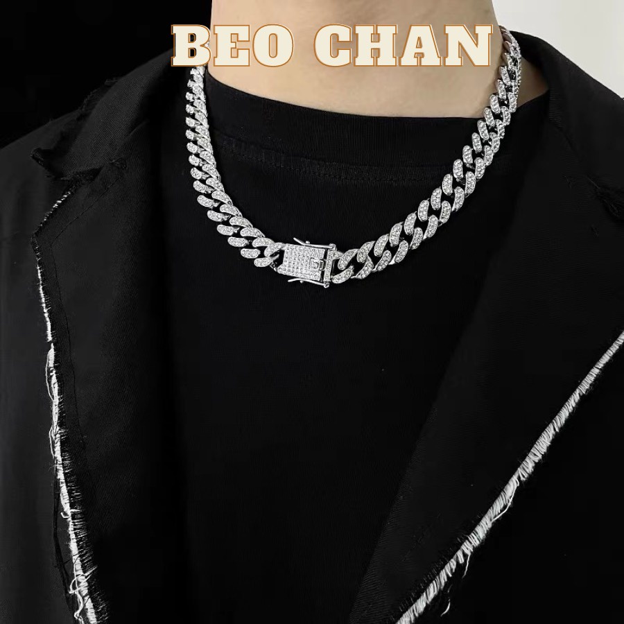 Dây chuyền vòng cổ nam nữ Vòng Tay Nam Cuban Đính Đá HipHop Dạng Chuỗi Xích Đẹp Streetwear Thép Tita