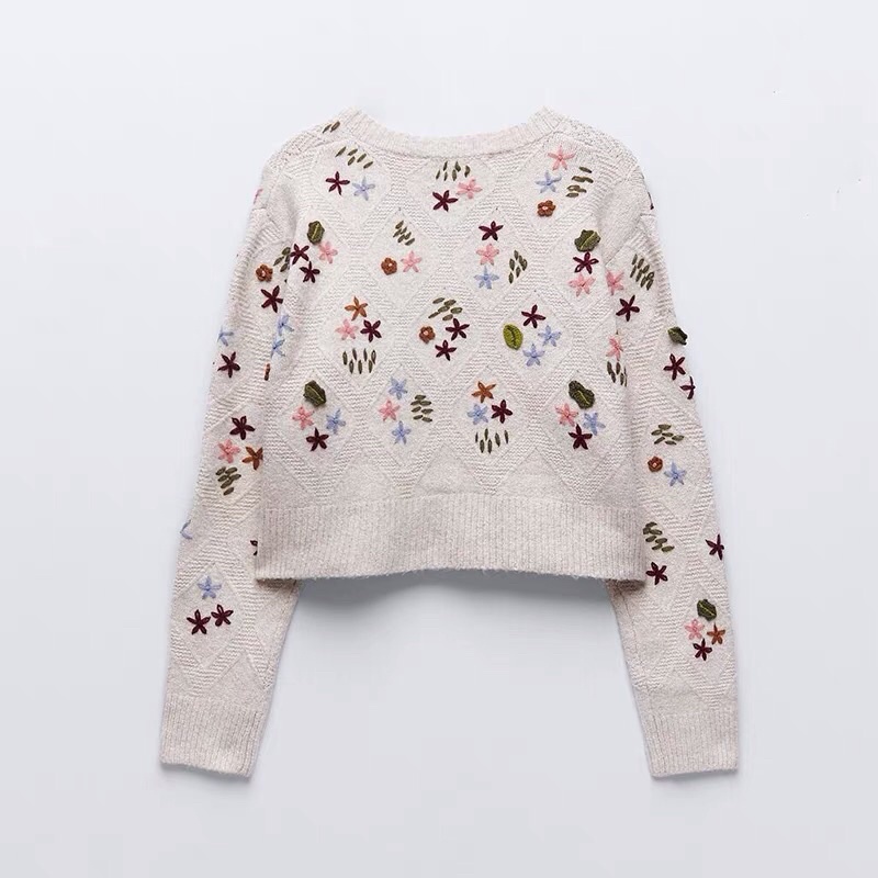 Áo khoác len thêu hoa Zara xuất dư