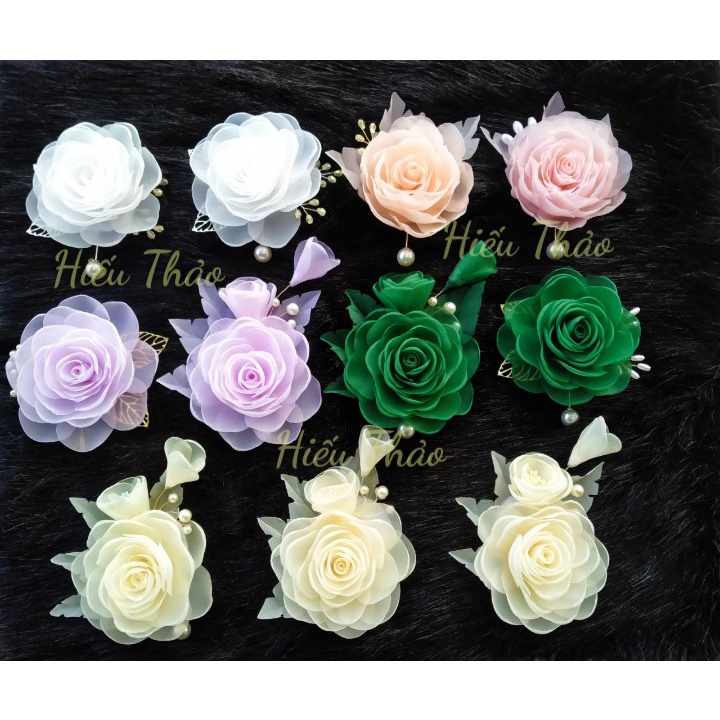 Hoa cài áo bông kép sang trọng