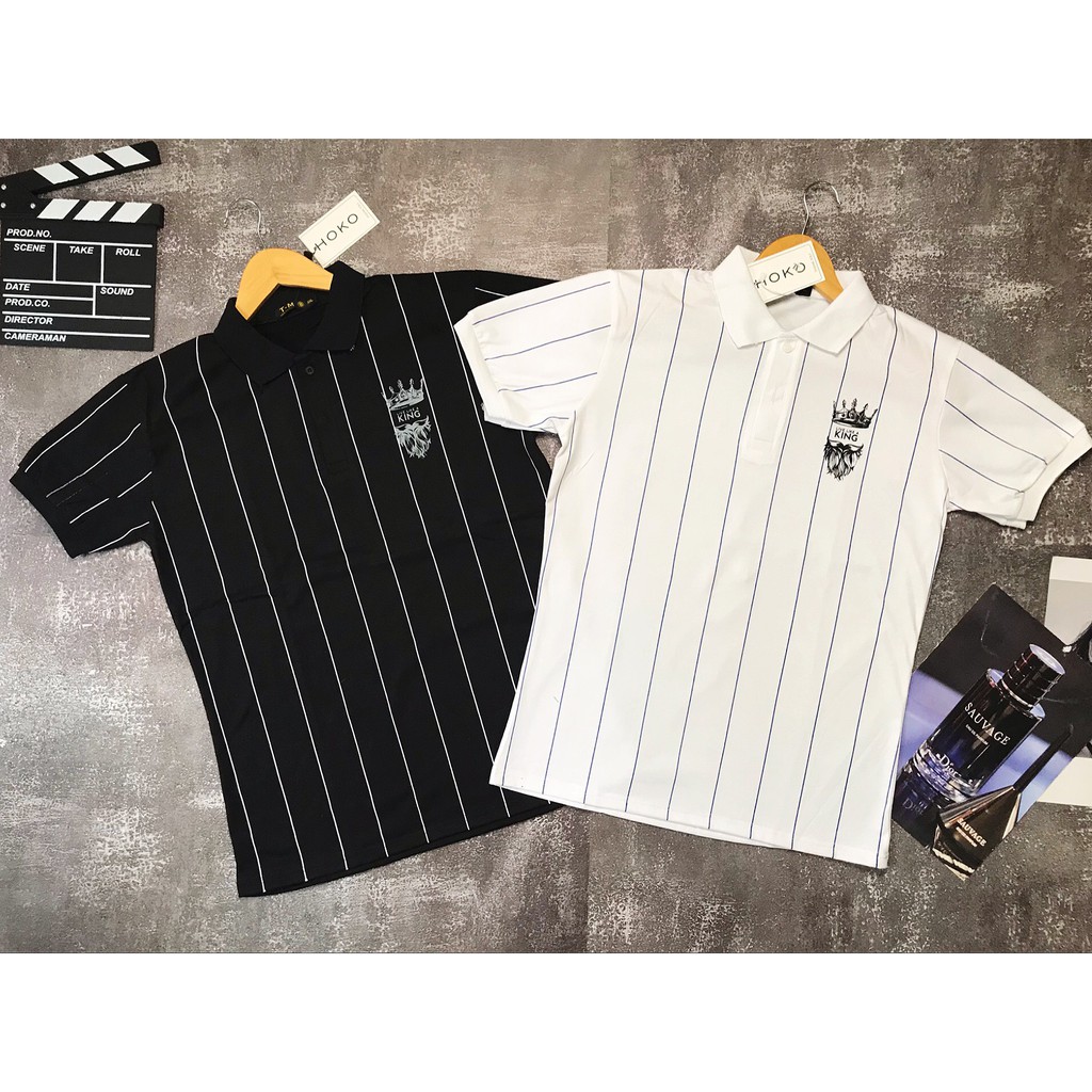 Áo cổ trụ sọc đứng dành cho nam thể hiện nam tính chất cotton
