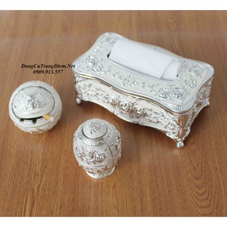 Combo hộp khăn giấy, hộp tăm, gạt tàn bạc