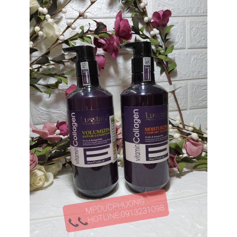 Cặp dầu gội dầu xả lusstaly 500ml*2 phục hồi hư tổn, chống rụng tóc, trị ngứa gàu.