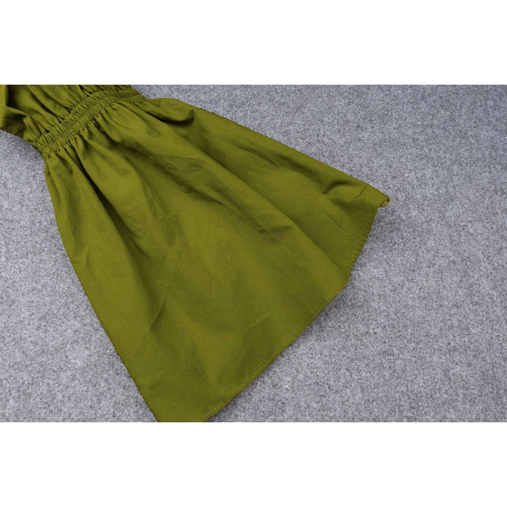 DUNEA Áo kiểu tay phồng dài cổ vuông xẻ tà thời trang ngọt ngào cho nữ