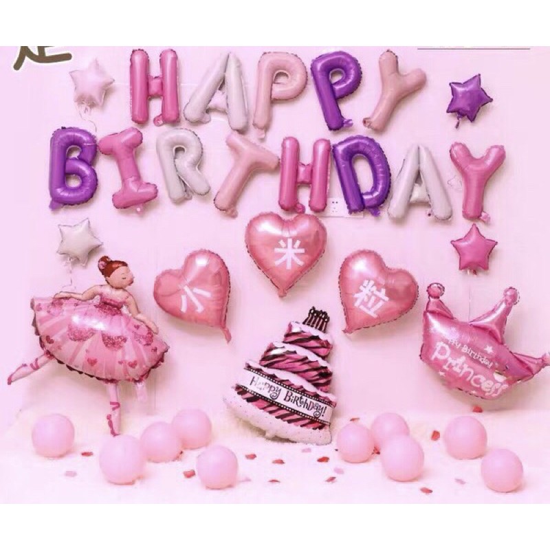 sét bóng công chúa tông màu hồng tím