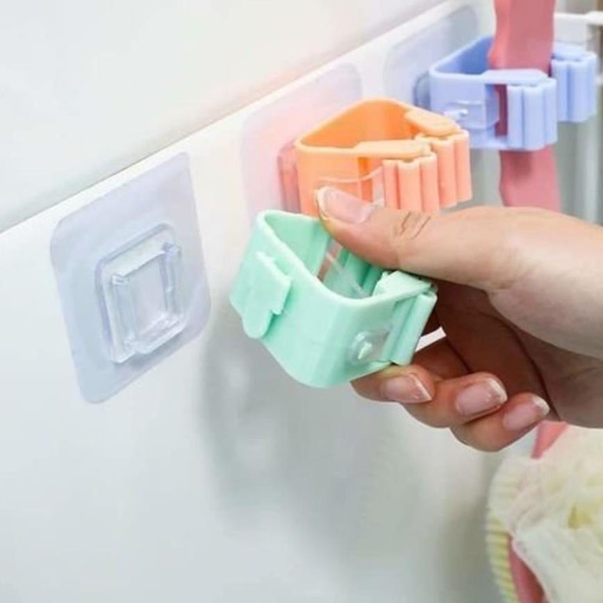 Móc kẹp chổi dán tường siêu chắc tiện dụng, Móc treo đồ nhà tắm và nhà bếp hiện đại nhỏ gọn đa năng