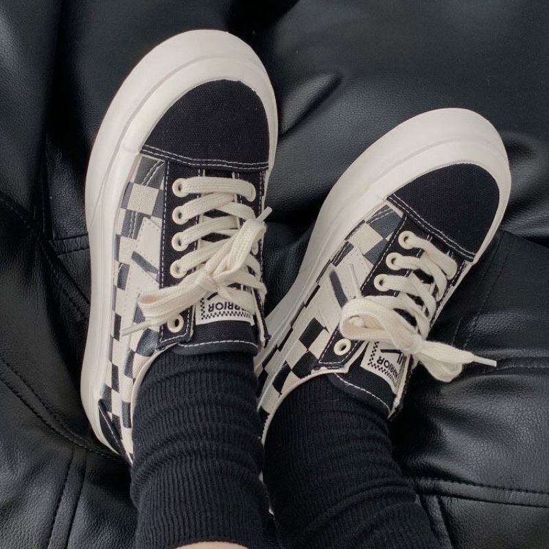 Giày thể thao ulzzang buộc dây sọc caro