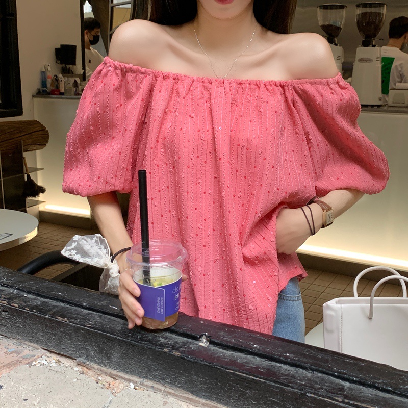 Áo Trễ Vai Tay Ngắn Dáng Rộng Thiết Kế Hợp Thời Trang