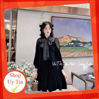 Váy bầu thu đông ren vai siêu sang