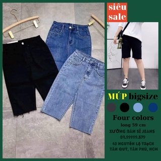 Bigsize 30-36 Quần Ngố Đen, Xanh Đậm, Xanh Sáng, Quần Short Jean Lưng Cao