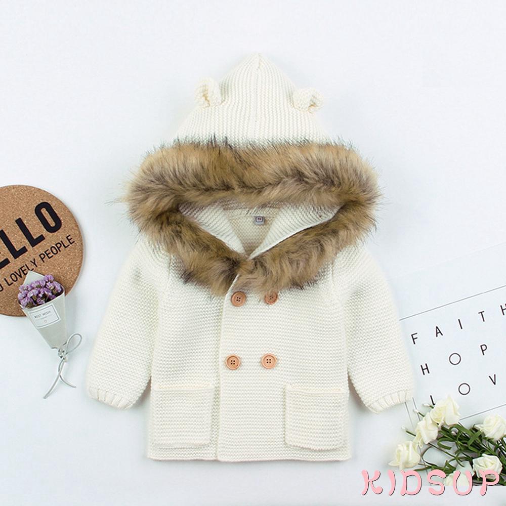 Áo Khoác Cardigan Dệt Kim Giữ Ấm Mùa Đông Cho Bé