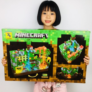 Lắp Ráp Xây Dựng My World Đánh Bom Thác Nước Có Đèn LeD, Lego Đồ Chơi Xếp Hình Cho Bé Trai