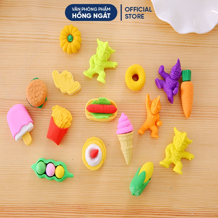 Tẩy bút chì đựng trong túi, đồ dùng học tập dễ thương gôm tẩy cute giá rẻ làm quà tặng học sinh văn phòng phẩm T43