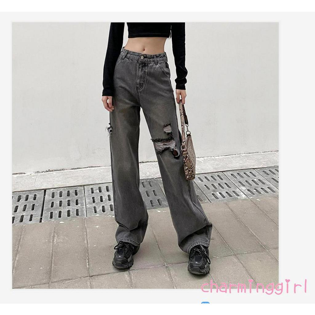 Quần Jeans Dài Ống Rộng Thời Trang Dành Cho Nữ