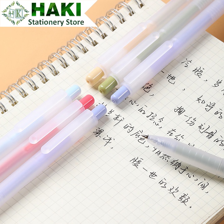 Bút bi bấm mực gel màu đen HAKI ngòi 0.5mm dụng cụ văn phòng phẩm B59