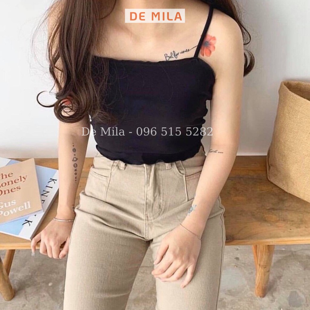 Áo Hai Dây De Mila Dáng Ôm Viền Lượn Sóng Vải Cotton Mịn Cao Cấp Áo 2 Dây Nữ Co Giãn 4 Chiều - AVQ45 | BigBuy360 - bigbuy360.vn