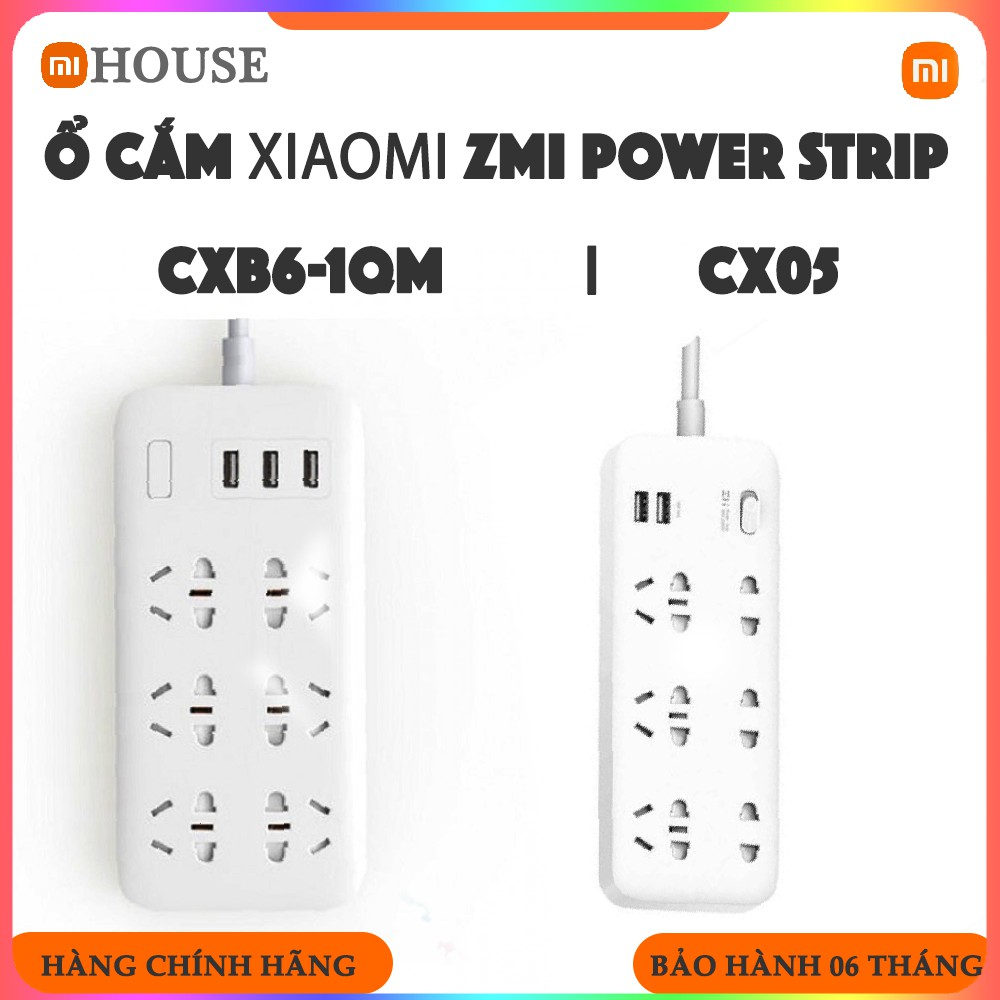 Ổ cắm 𝗫𝗶𝗮𝗼𝗺𝗶 ZMI Power Strip 6 cổng 2 USB CX05 - Ổ cắm điện  𝗫𝗶𝗮𝗼𝗺𝗶 Mi Power Strip 6 cổng 3 USB CXB6-1QM  - MiHouse