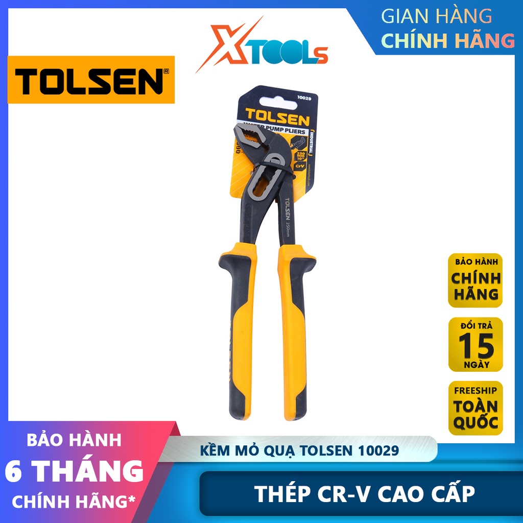 Kềm mỏ quạ công nghiệp Tolsen 10029 (250mm) thép Cr-V cao cấp, 7 nấc mở tiện lợi, mở tối đa 35cm [CHÍNH HÃNG][XTOOLS]