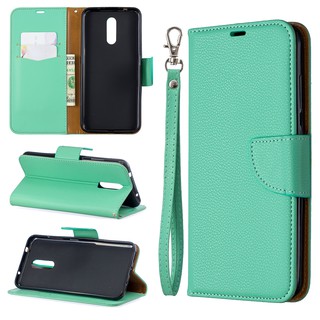 Casing Nokia 2.2/3.2/4.2 lychee pattern solid color leather phone case