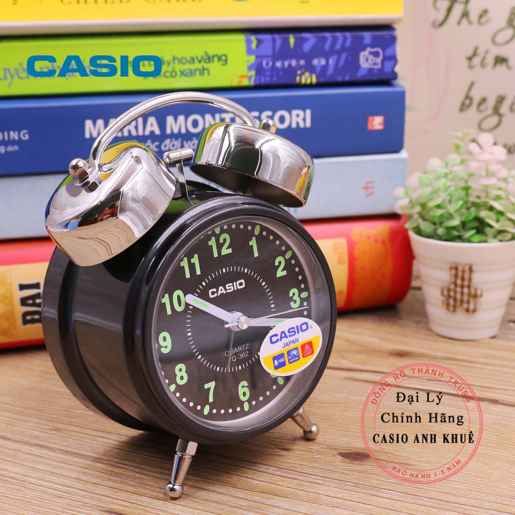 Đồng hồ để bàn Casio TQ-362-1BDF có đèn chuông báo thức, dạ quang ( Kích thước 13.6×10.6×6 cm )