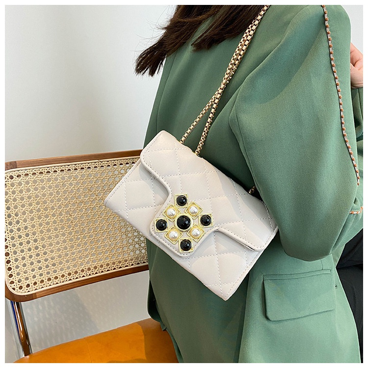 Túi xách IELGY phối dây xích họa tiết sọc thoi thiết kế đơn giản cho nữ