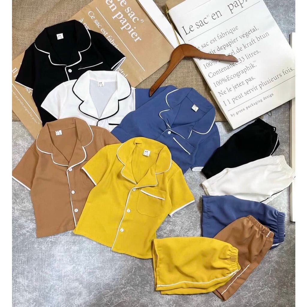 Bộ Pijama Mùa Hè Chất Đũi Hàn Mát Dành Cho Bé