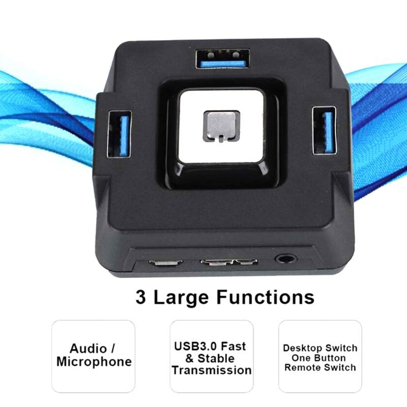 WIN 3 In 1 External Power Switch Reset Button Dual USB Ports Audio Ports with Cable for Desktop PC Computer Use