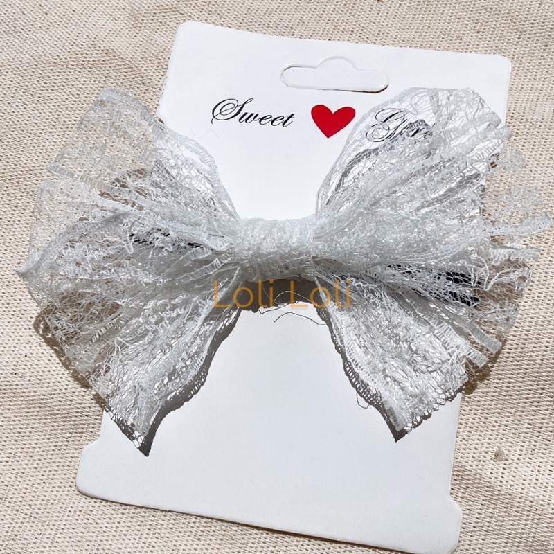 kẹp tóc nơ ren tiểu thư phong cách đơn giản nhiều màu