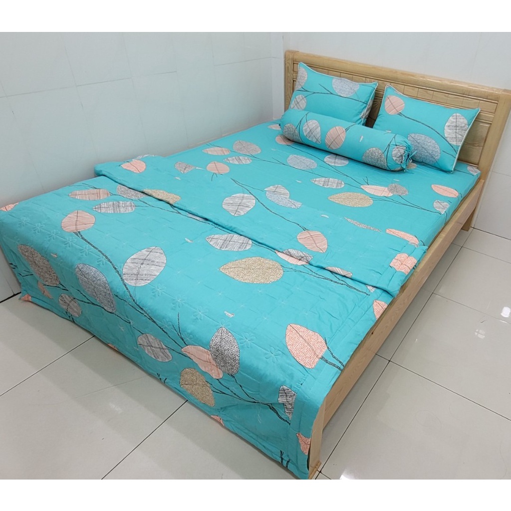 Bộ Drap Cotton Thắng Lợi Kèm Mền Chần Gòn 5 món {chuẫn logo}inbox chọn màu