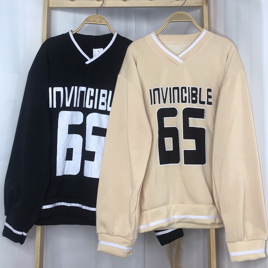 Áo Sweater Nỉ Bông Áo Nỉ Đôi Cổ V Tay Bồng In Số 65 Form Rộng Unisex Nam Nữ | BigBuy360 - bigbuy360.vn