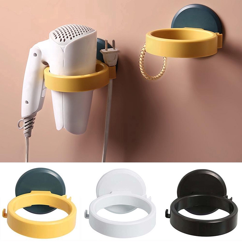 Durable Wall-mounted Bathroom Hair Dryer Holder/ With Strong Back Glue Hanging ABS Shelf Drier Hanger Storage