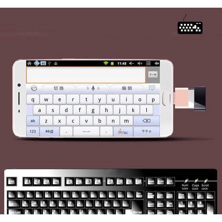 Đầu chuyển đổi OTG Micro USB sang lỗ cắm Type C màu trắng nhỏ gọn