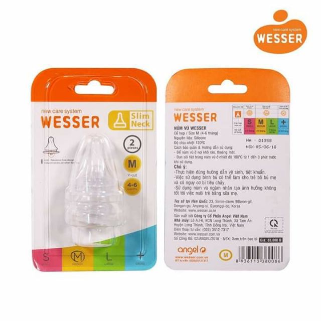 Núm ty Wesser cổ hẹp và cổ rộng đủ size