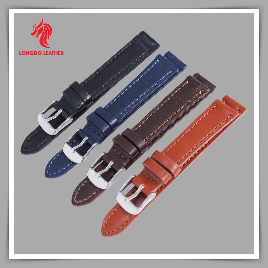 Dây đeo đồng hồ nữ da bò thật - Đủ size 12/14/16/18/20/22/24 - Thương hiệu Longdo Leather - DAU
