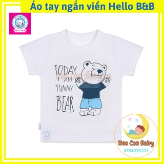 Áo tay ngắn trắng Hello B&B cho bé
