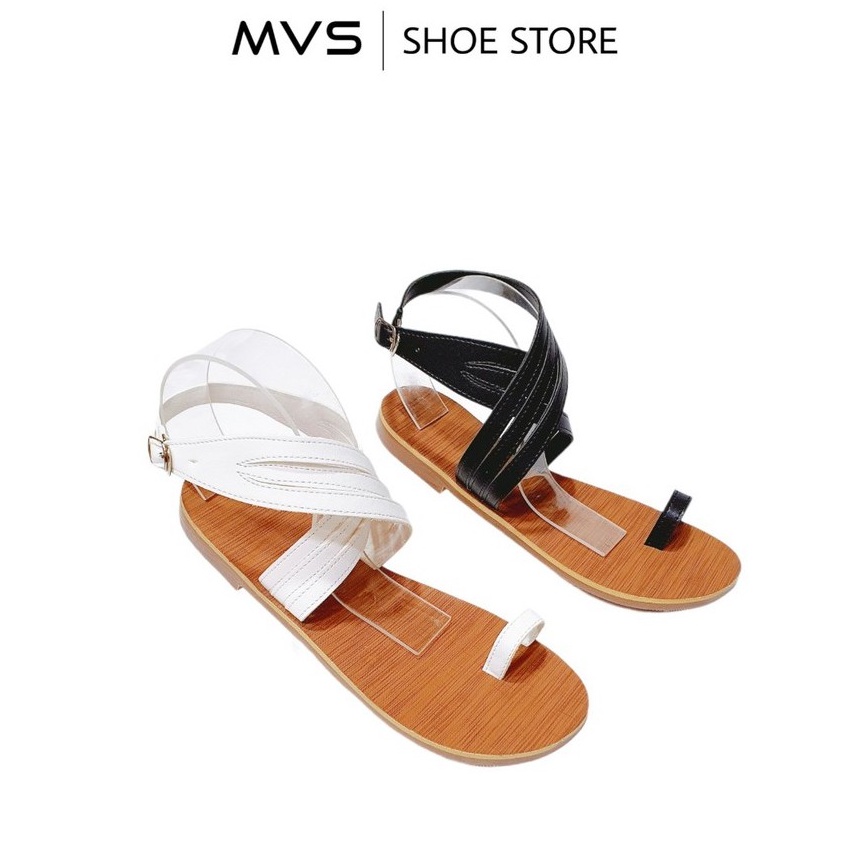 [Giao Nhanh 2H] Giày Xăng Đan (Sandal) Nữ Đế Bệt Chiến Binh Xỏ Ngón Quai Chéo Hot Trend (Đen + Trắng) - Giày Dép MVS