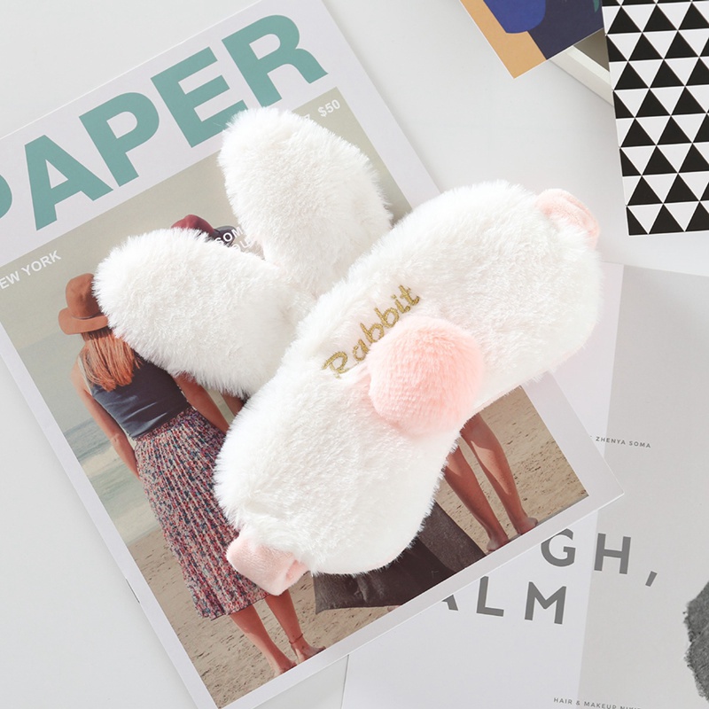 Mặt nạ bịt mắt bằng vải lụa mềm hình thỏ hoạt hình dễ thương có gắn đuôi