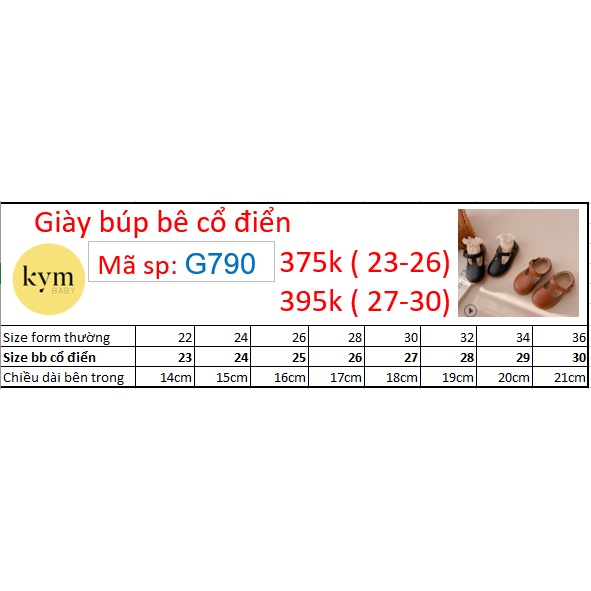 [Bán chạy] Giày búp bê cổ điển cho bé G790