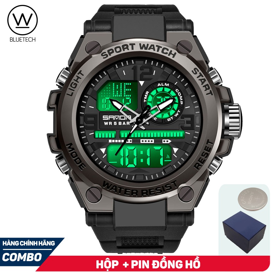 Đồng hồ Nam Sanda 6024 Chạy 2 máy - Tặng hộp +Pin