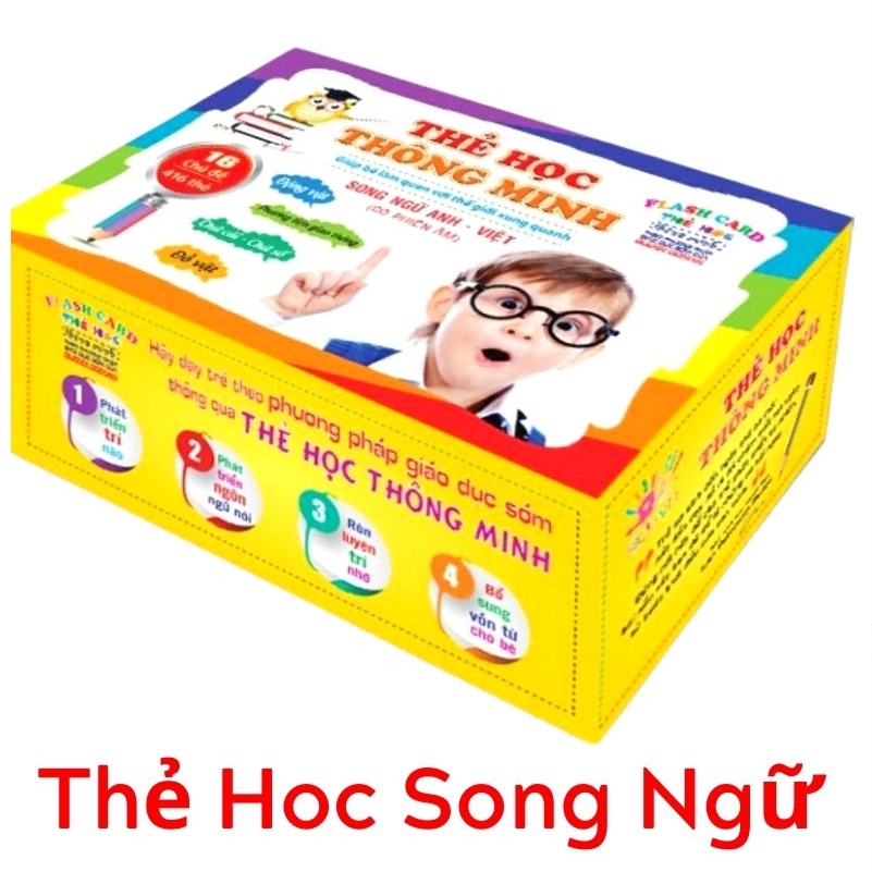 Bộ thẻ học thông minh 16 chủ đề song ngữ cho bé - đồ chơi thông minh Halen Store