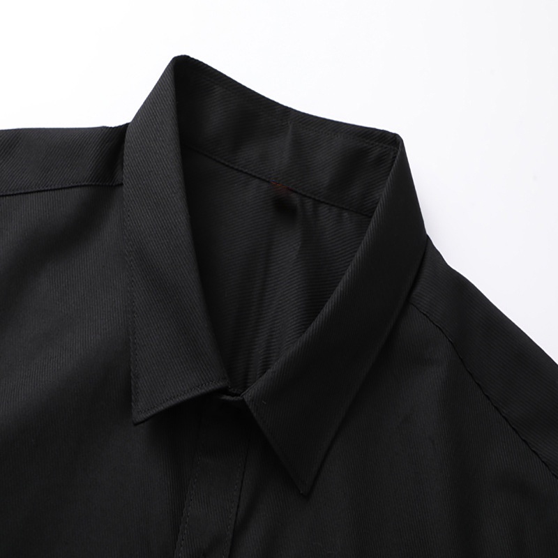 Áo sơ mi nam tay dài giấu cúc màu đen Vesca cao cấp chất vải lụa không nhăn thiết kế giấu cúc thời trang A3