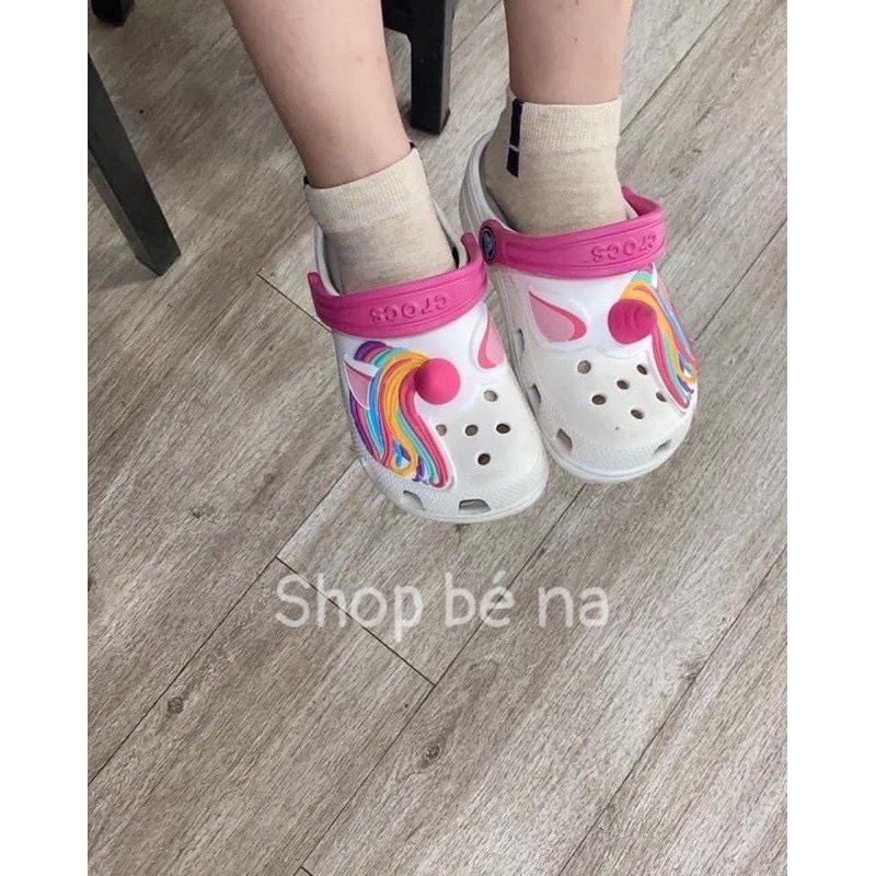 ❤️Dép croocs trắng pony cho bé gái cho bé 3- 10 tuổi