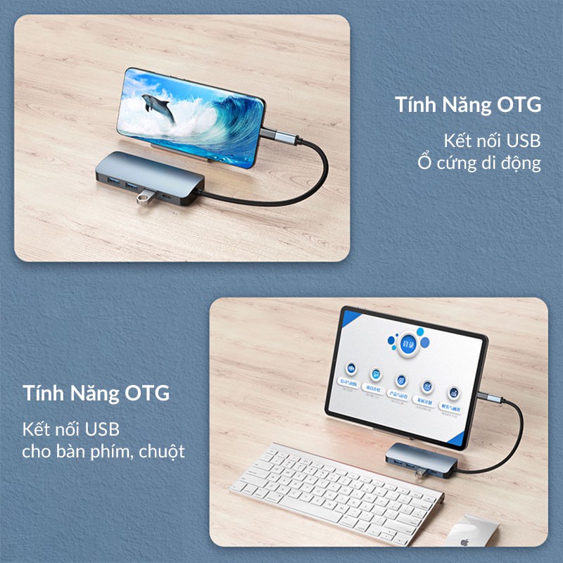 Bộ Hub Chuyển Đổi 5 trong 1 REMAX RU-U5 Đa Năng Hỗ Trợ 3 Cổng USB 3.0, Cổng HDMI 4K, Cổng Sạc USB-C 100W, PD3.0