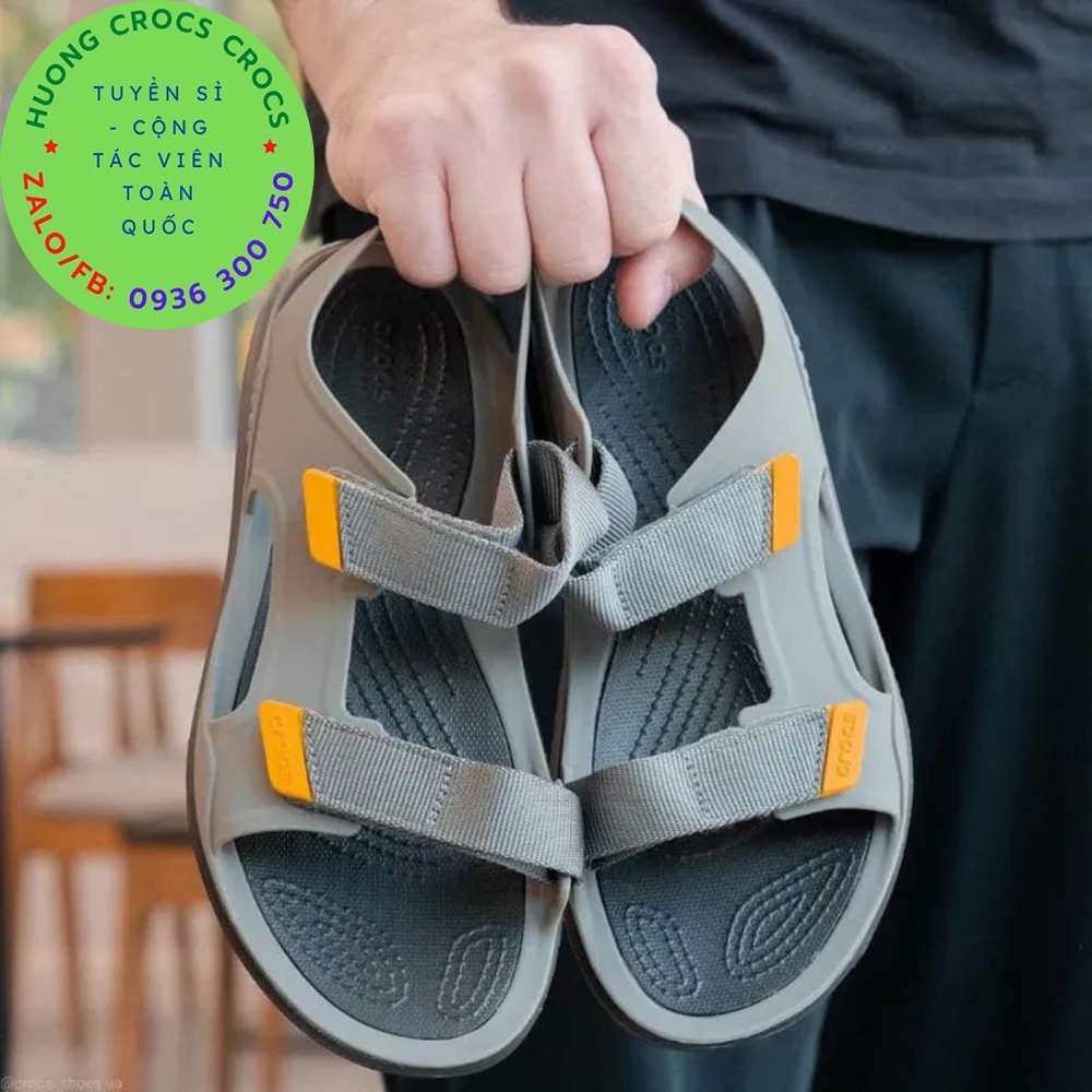DÉP SANDAL CROCS SWIFTWATER WAVE EXPEDITION CHO NAM MÀU GHI CHUẨN XỊN FULL BOX
