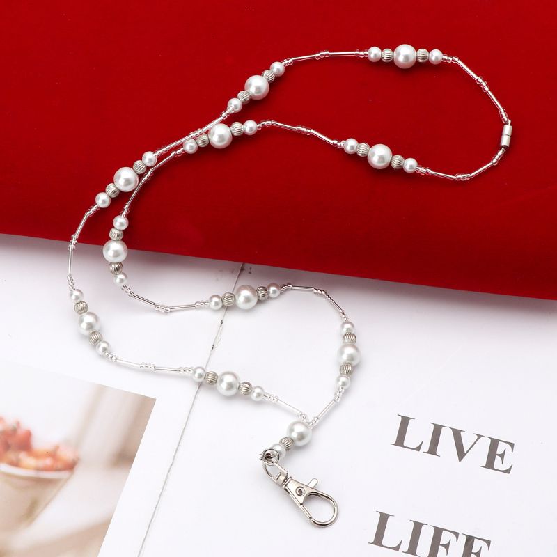 Giá Đỡ ID / Huy Hiệu Ẩn Xỏ Hạt Ngọc Trai Trắng seng